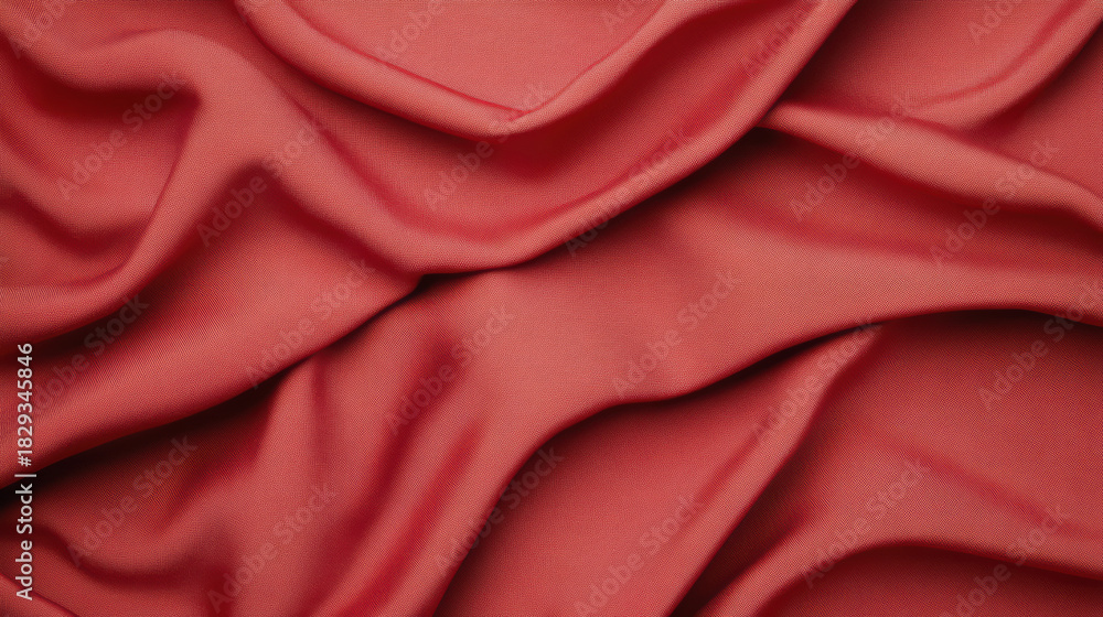 Obraz premium Soft red fabric draped with flowing folds and rich textured appearance