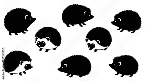 Delightful collection of endearing hedgehog characters for creative design applications