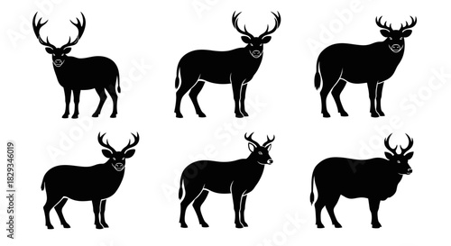 Elegant collection of deer silhouettes in various poses perfect for designs  and prints