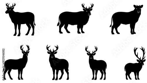 Collection of Deer Silhouettes Vector Illustration Perfect for Wildlife and Nature Projects