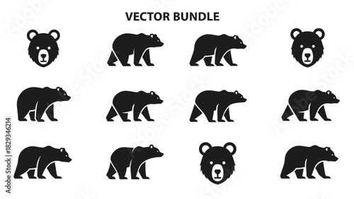 Collection of Black Bear Vector Graphics for Wildlife and Conservation Projects