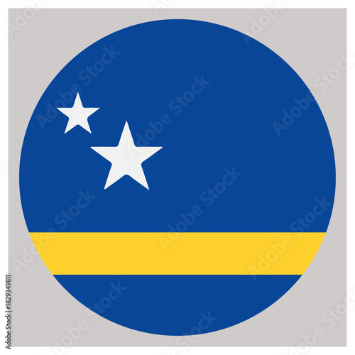 Circular icon of the national flag of curaçao, caribbean island. isolated on white background, Vector