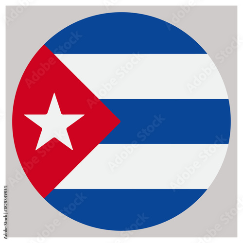 Circular cuban national flag graphic symbol illustration isolated on white background, Vector