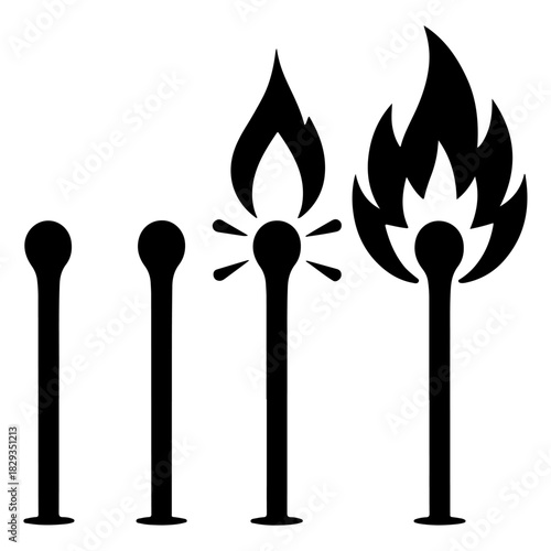 The Evolution of a Match Igniting A Symbolic Representation of Fire and its Energetic Progression Through Stages