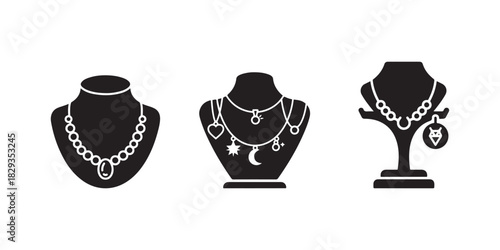 necklace holder, jewelry symbol, glyph design