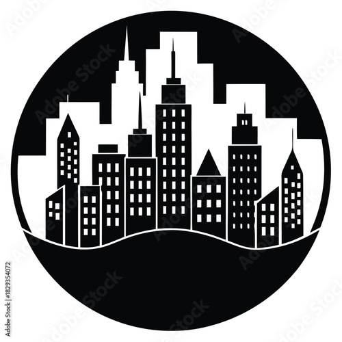 city scape on white background