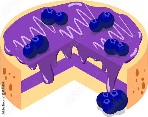 Blueberry cake with icing and berries suitable for bakery, dessert, sweet treats, food blogs, social media, and recipe cards.