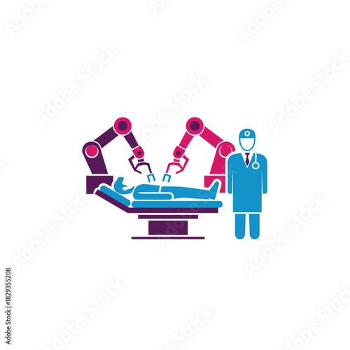 Robotic surgery flat design medical icon vector illustration