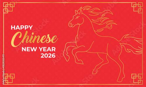 Happy Chinese New Year 2026 Year of the Horse Greeting Card