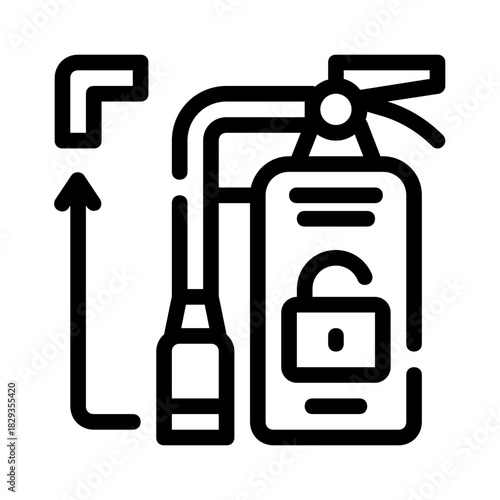 Proper use of a fire extinguisher demonstrated in steps. Ideal for safety manuals, training materials, firefighting educational resources.
