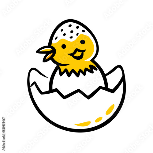 Cartoon chick hatching from egg