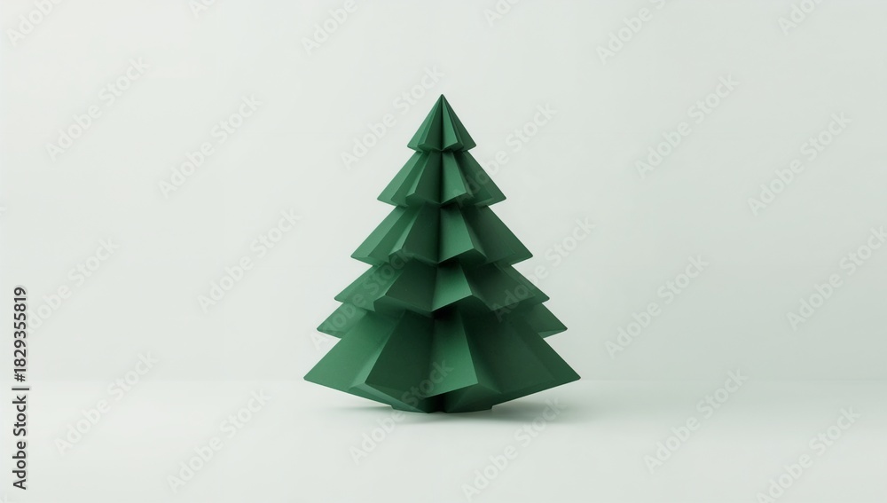 Fototapeta premium Abstract Christmas tree shape in green minimalist design 