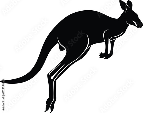 Silhouette of a kangaroo jumping isolated on white background vector illustration