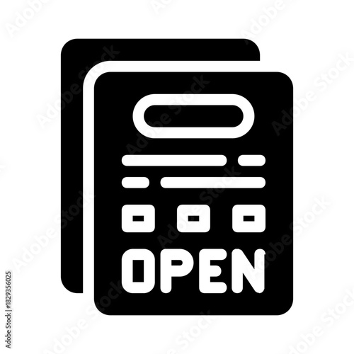 Open sign on a business hours document suitable for small business websites, marketing materials, social media posts, and advertising campaigns.
