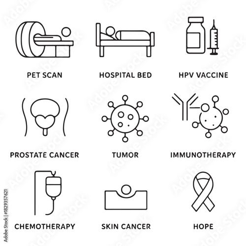 Cancer icons set vector