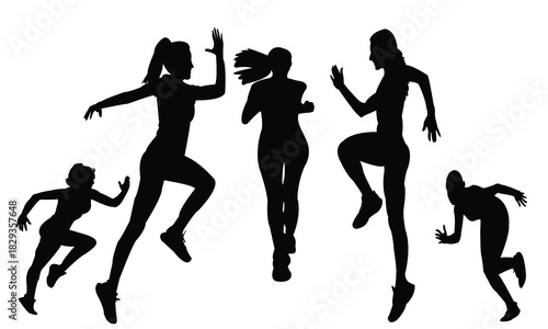 Women Running Silhouette Collection