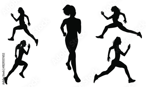 Women Running Silhouette Collection