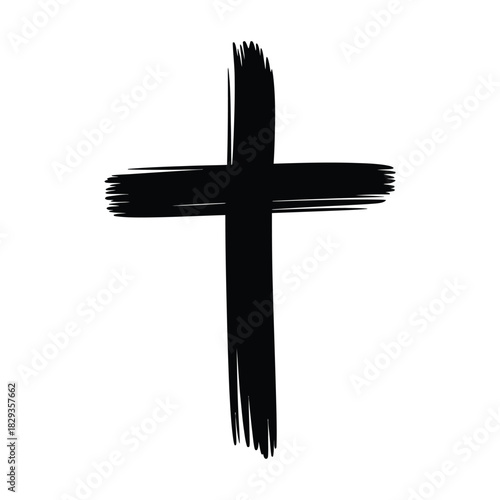 Brush Stroke Christian Cross Icon - Religion, Faith & Spiritual Symbol