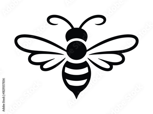Cute Bee Insect Silhouette - Honeybee, Pollinator & Nature Symbol