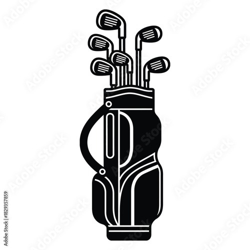 Golf Bag with Clubs Silhouette - Sport, Equipment & Leisure Activity