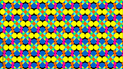 Colorful Geometric Pattern with Circles and Triangles