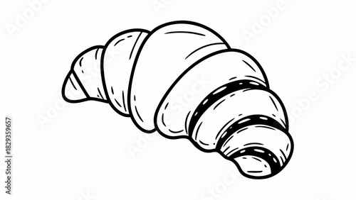 Simple hand-drawn illustration of a delicious croissant, perfect for breakfast or baking themes.