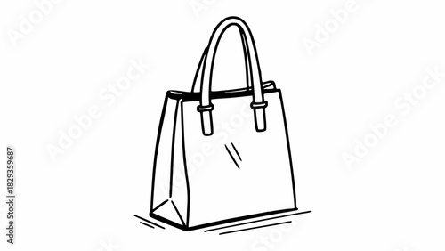Stylized shopping bag illustration for modern retail concepts, fashion accessories, and elegant design projects, perfect for e-commerce and lifestyle marketing