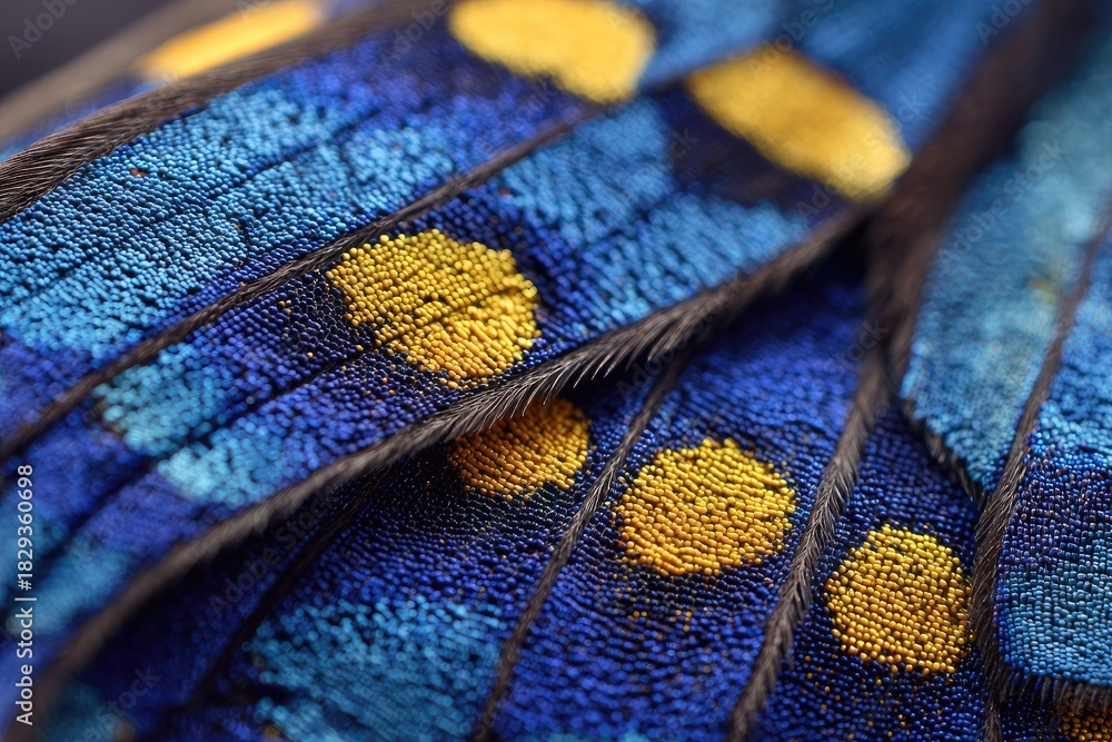 custom made wallpaper toronto digitalClose-up of a butterfly wing displaying a vibrant pattern of blue hues and golden spots
