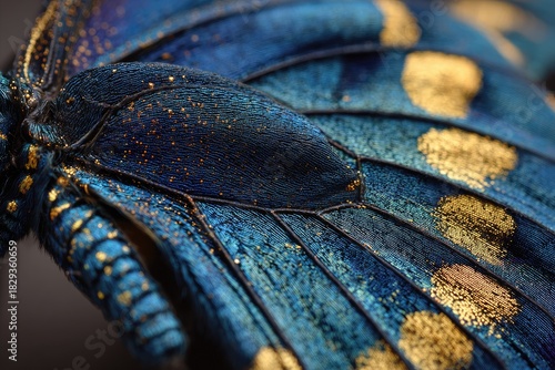 Wallpaper Mural Close-up of iridescent butterfly wing showcasing intricate details, textures, and spotted patterns Torontodigital.ca