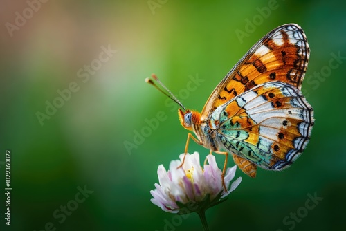 Wallpaper Mural A colorful butterfly with intricate patterns perched on a delicate flower Torontodigital.ca