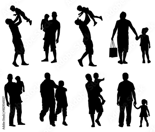 silhouettes of people set full length