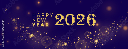 Elegant Golden 2026 Happy New Year Banner Design