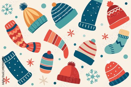 set of winter socks and cap