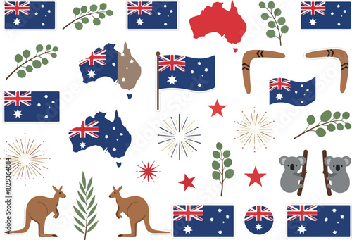 Australia Day Celebration Icons of Culture and Wildlife