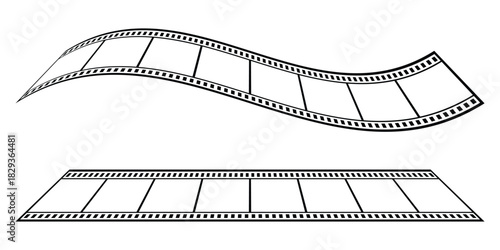 Long vector Film strip icon. Film strip icon used for videography elements, camera, photo, cinema reel. Old retro tape film video movies, Grunge vintage film strip for photo video filming. eps 10