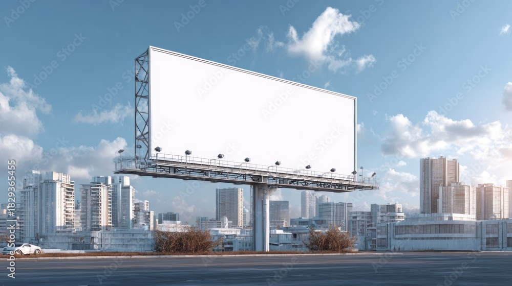 Obraz premium Blank billboard advertising space in cityscape with copy space for marketing