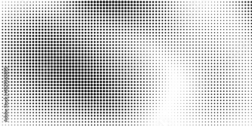 Gradient ink dot texture. Randomly distributed element pattern for printing and design. Black and white halftone vector.