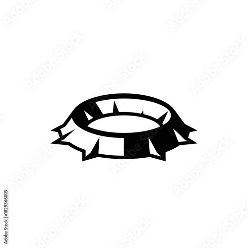 Minimalist flat design logo of spiked dog collar, a symbol of protection and style for pets vector logo template