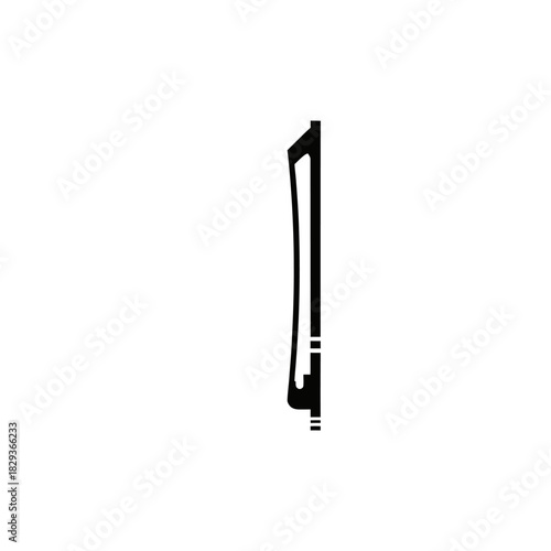Minimalist flat design logo of side view of a black and white violin bow, musical instrument vector logo template
