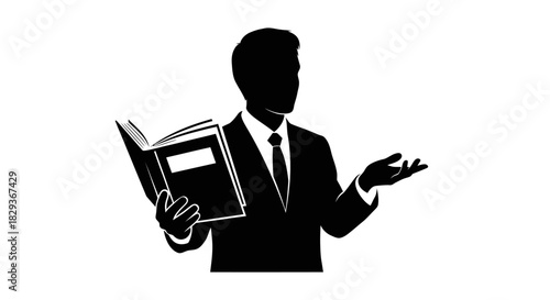 Man reading book with transparent background