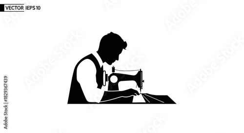 Man sewing with a machine