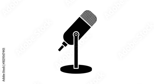 Microphone on stand with transparent background