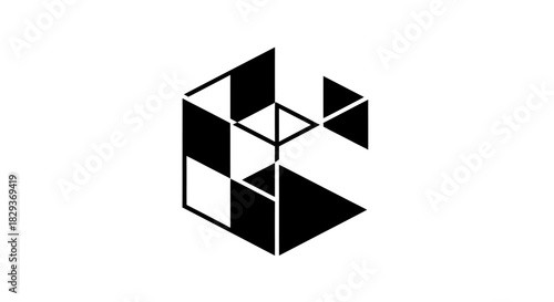 Geometric cube shape with triangular elements