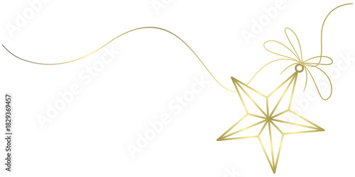 golden christmas star line art style vector illustration