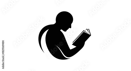 Man reading book with transparent background
