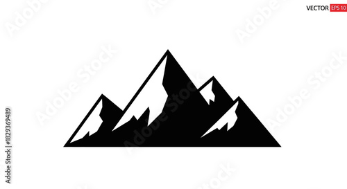 Mountain range silhouette with transparent background