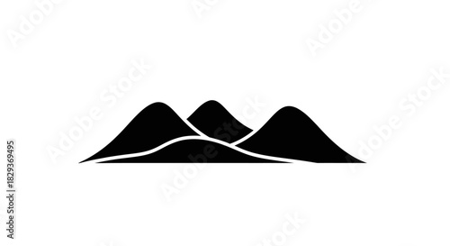 Mountain range silhouette with transparent background
