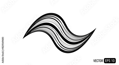 Wavy lines abstract shape with transparent background
