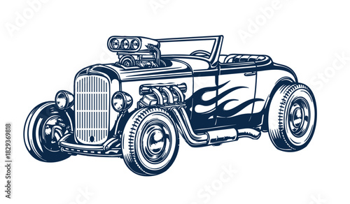 Retro vintage car vector illustration on a white background