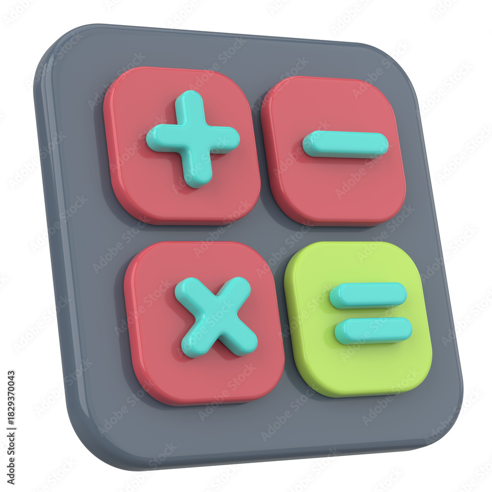 Fototapeta premium Modern Calculator App Icon. 3D Illustration.